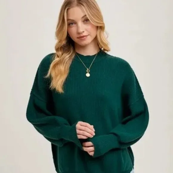 CLEAR OUT!! Ribbed Mock Neck Pullover - Picture 3 of 9